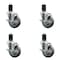 Service Caster 4'' SS Gray Poly Swivel 1-5/8'' Expanding Stem Caster Set with Brake, 4PK SCC-SSEX20S414-PPUB-TLB-158-4 - alternate 1
